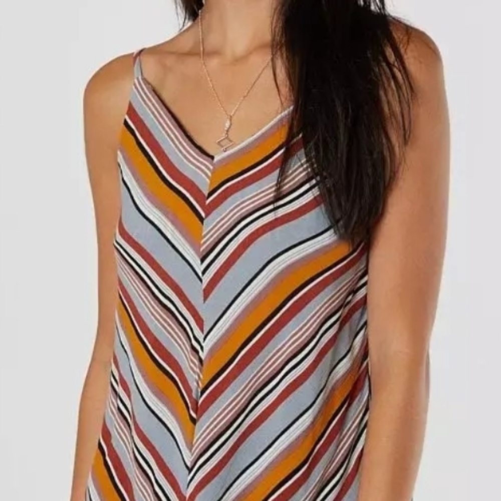 Daytrip Chevron Striped Tank Top - Orange, Blue, Black